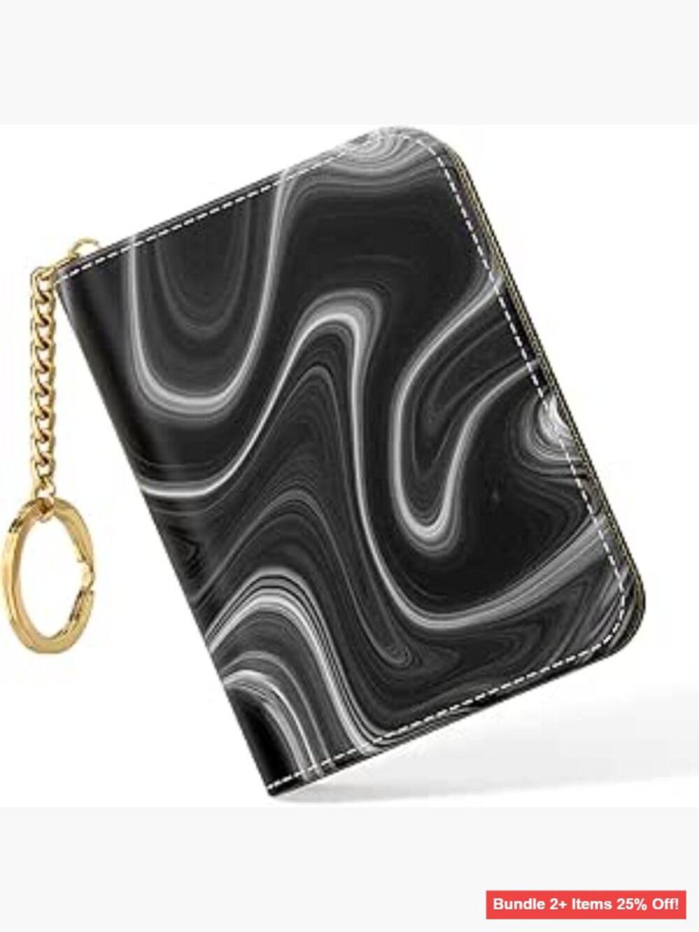 Slim RFID Blocking Leather Card Holder Wallet for Women with Keychain